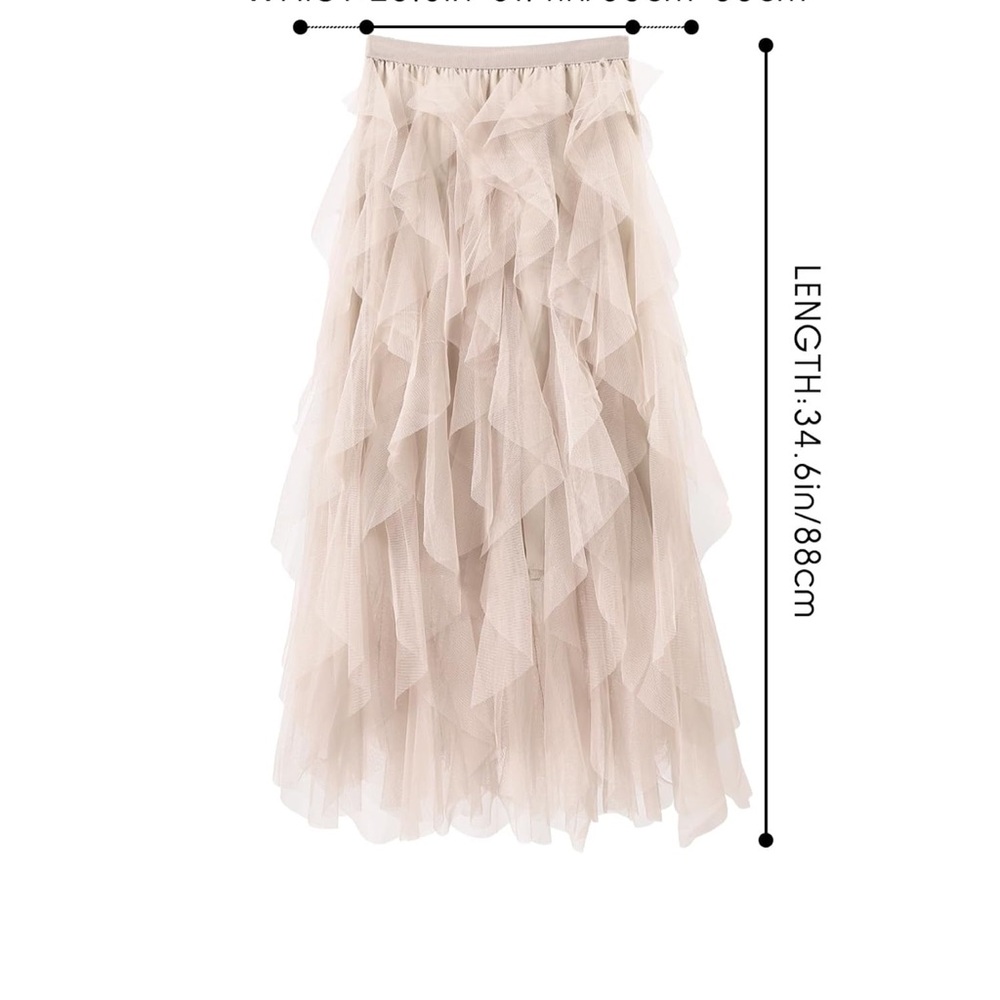 Women tulle skirt layered tutu mid length elastic waist A line skirt - Picture 2 of 6